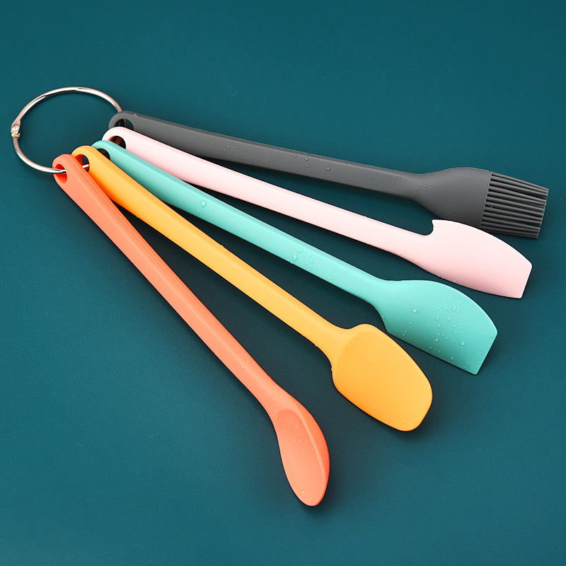 Color Mini Silicone Scraper 5-piece Set, Heat Resistant Cream Spatula Cake Stirring Shovel Baking Tool Oil Brush