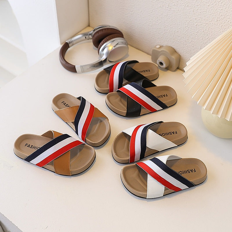 Boys' cork sandals - new summer open-toe kids' shoes - indoor/outdoor beach sandals - big & tall toddler flip-flops
