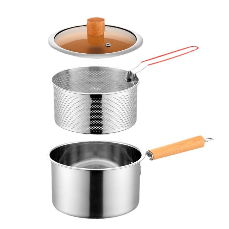 304 stainless steel mini for home fuel-saving multifunctional fryer for frying large-capacity tempura and cooking noodles to filter residue and supplementary food