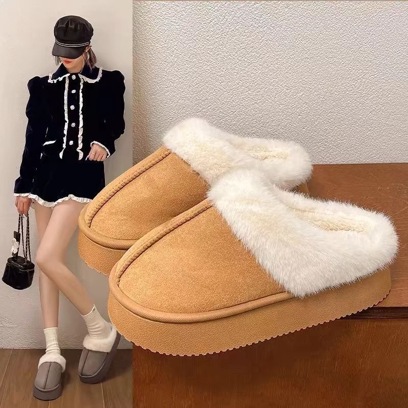 Autumn winter home cotton slippers women's cotton slippers women's heattech shoes toe slippers women's confinement shoes women's snow boots cotton slippers