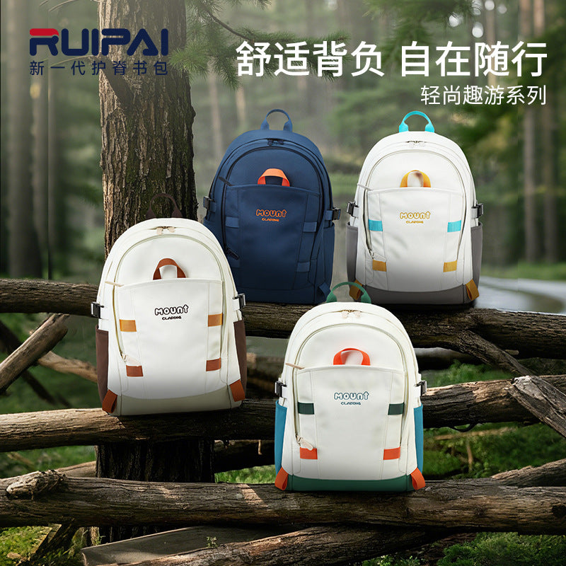 Rui brand new backpack women's large-capacity outdoor sports travel leisure backpack junior high school high school student schoolbag