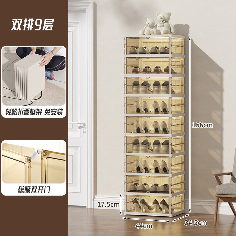 Foldable shoe box transparent no-assembly shoe cabinet shoe organizer shoe rack home entrance essential multi-layer simple space-saving