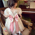 Girls' princess dress summer outfit  new style chic children's floral dress little girl bowknot puff sleeve dress