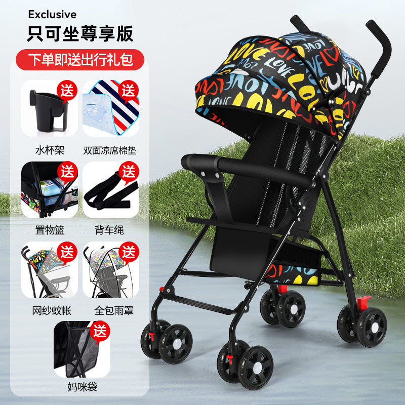 Baby stroller lightweight foldable umbrella stroller reclining seat summer travel pram for infants and toddlers