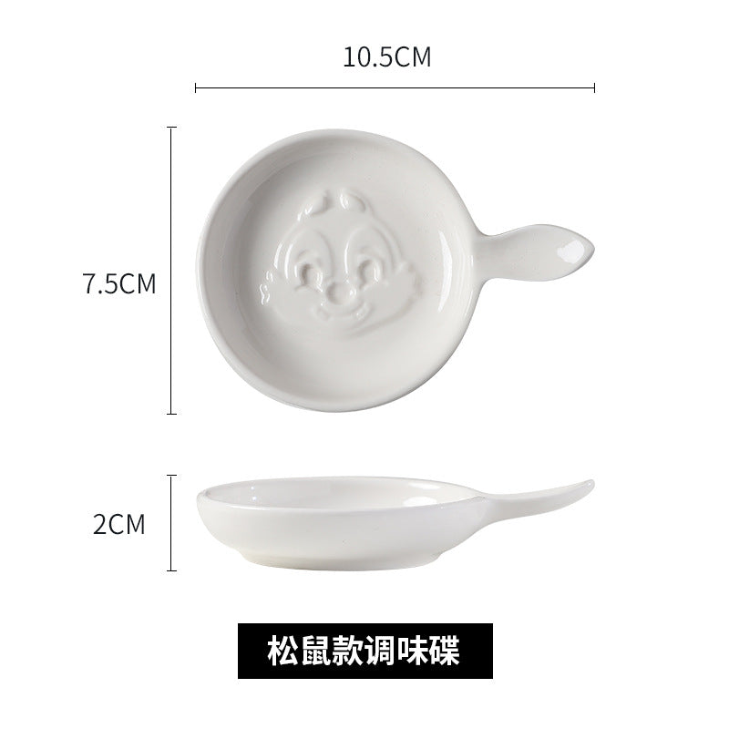 Ceramic tableware cartoon seasoning dipping dish for home bowls and chopsticks creative sauce hotel cute side dishes soy sauce wholesale