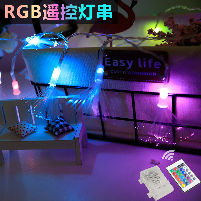 Amazon's new led bubble ball light string RGB colorful simultaneous color change Christmas remote control battery decorative light