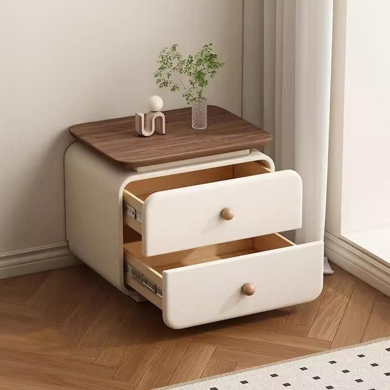Installation-free cream small bedside table casualfor home modern new arrival bedroom leather storage bedside table