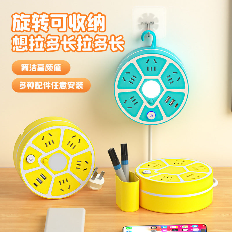 Retractable storage socket multifunctional multi-outlet power strip with usb ports, corded power strip, socket board, student dormitory power strip