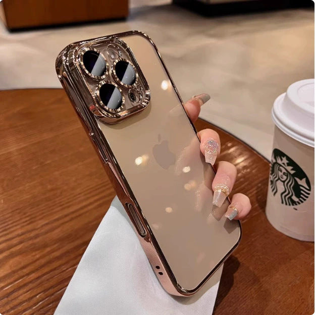 Electroplated lens film tpu soft shell suitable for iphone17promax mobile phone case transparent apple 16/15 anti-fall case