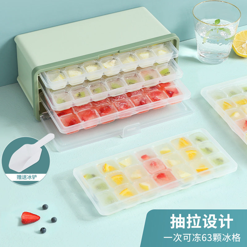 Liheng Amazon's new ice box, home-made ice cube mold multi-layer ice box, pp plastic pumping ice with lid