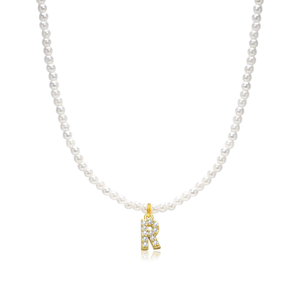 new arrival imitation pearl necklace niche style design 26 english letter pendant necklace classy sense collarbone chain necklace