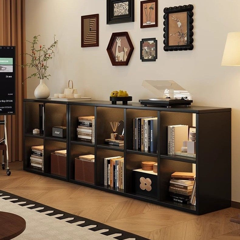 Steel grid cabinet bookshelf - wall-mounted, freestanding, 8-compartment storage unit for home, nursery, and book storage