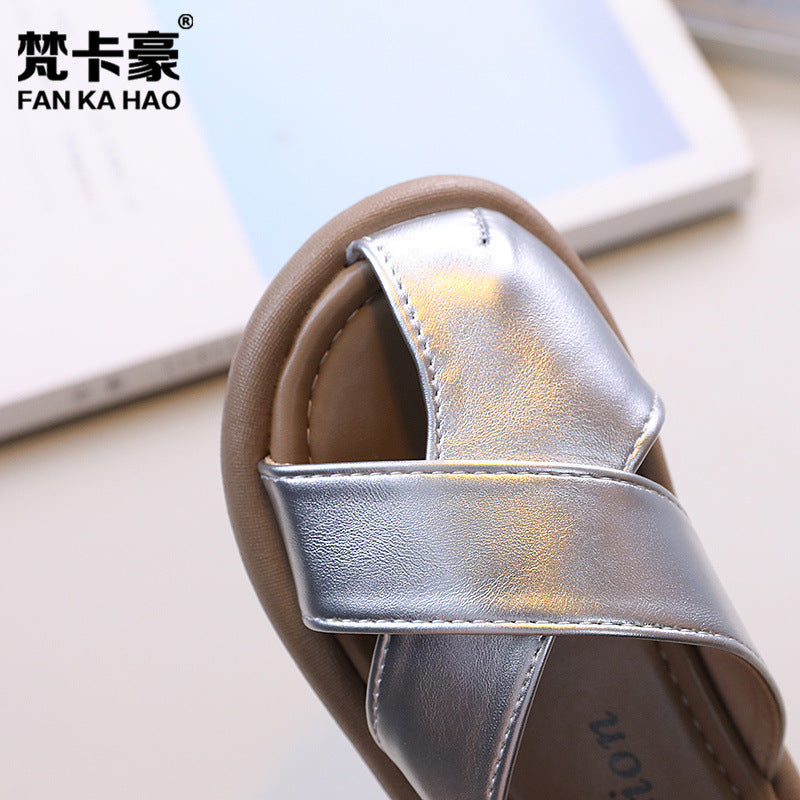 Vancahao baotou slippers summerflatsnew arrivalgirlretro one-piece slippers outwear sandals
