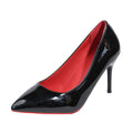 Red bottom black high heels women's stilettos 2024 spring and autumn new arrival patent leather pointed toe sexy professional work flats women