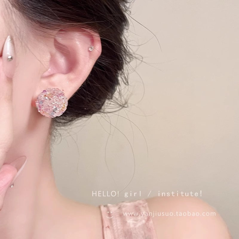 Korean style pink heart stud earrings - unique, stunning design, sweet, minimalist, versatile, and elegant earrings for women