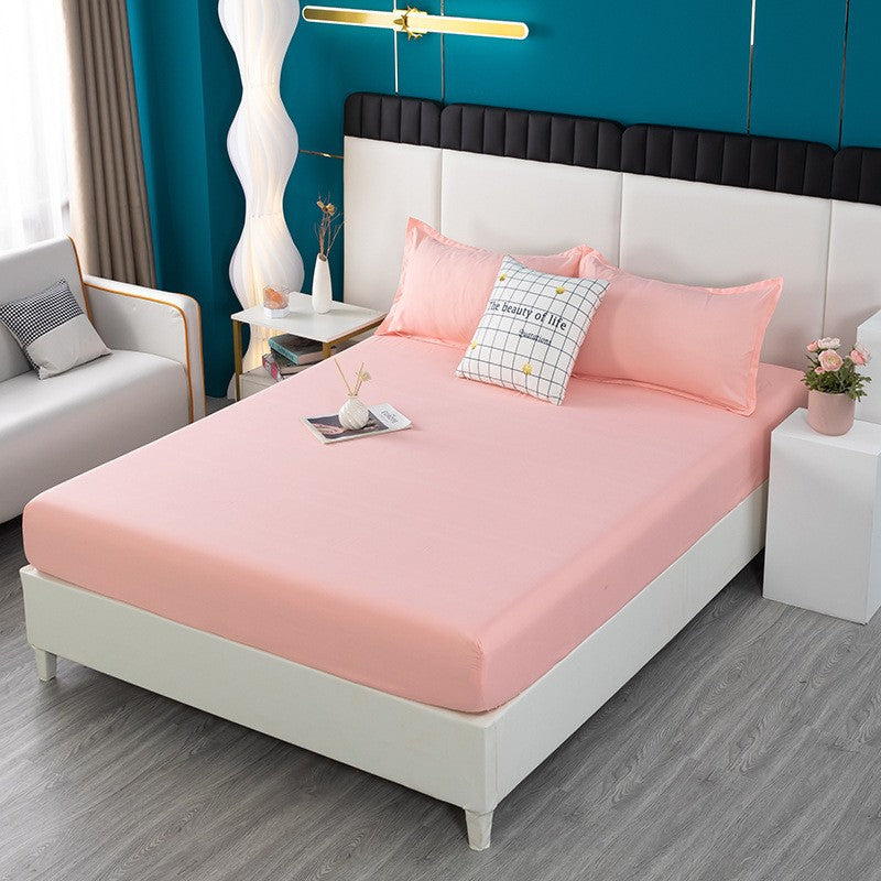2025 new solid color full coverage fitted sheet with pillowcase wholesale for cross-border e-commerce