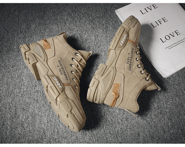 Autumn spring men's shoes high-top boots rhubarb workwear boots snow boots mid-top cotton shoes trendy shoes men's boots british style