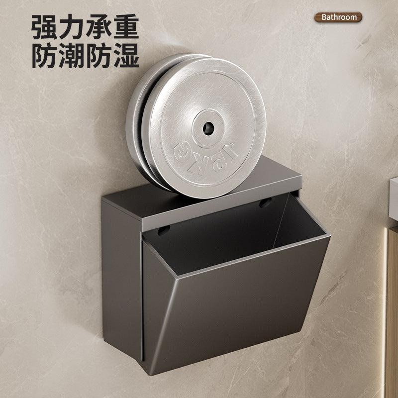 Gun gray toilet toilet carton toilet paper straw carton non-punching waterproof toilet paper shelf toilet tissue box