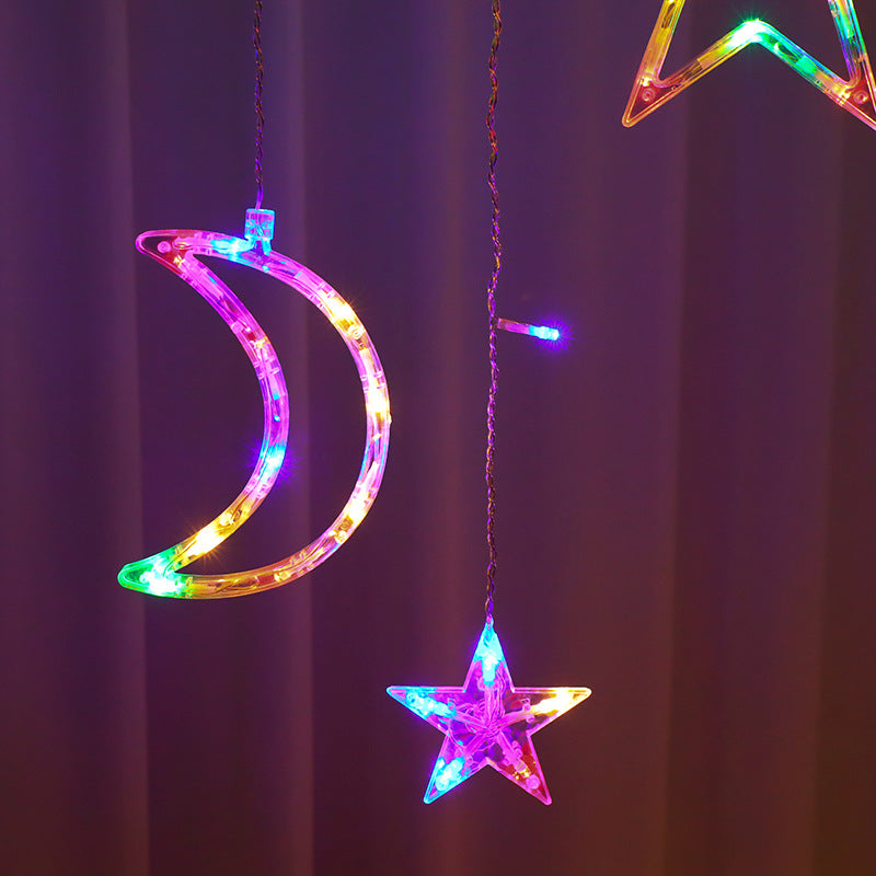 LED star lights, small colorful lights, flashing string lights, gypsy stars, birthday scene decorations, atmosphere, room bedroom layout