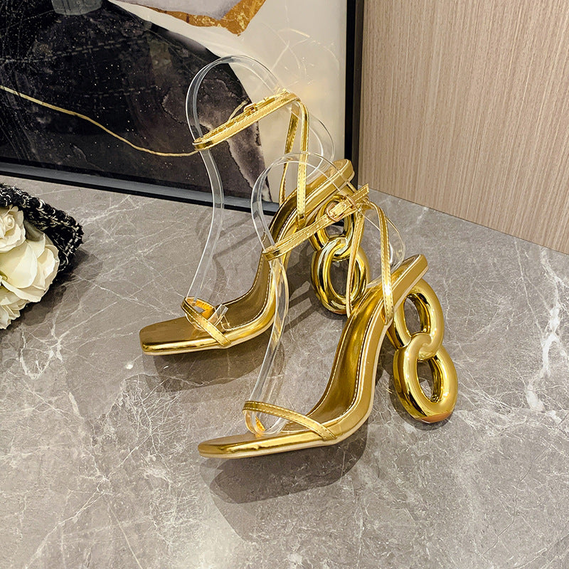New arrival hot selling cross-border fashion gold 8-shaped strappy super high heel sandals - chic and sexy