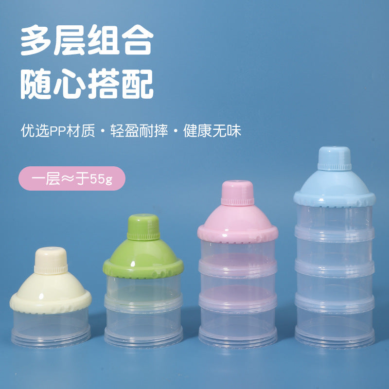 Infant simple milk powder grid has three layers and four layers, independent layered milk powder grid, children's portable rotating milk powder box