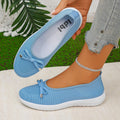 Plus size women's round toe slip-on shoes - soft sole, bow accent, versatile casual, anti-slip, wear-resistant, perfect for moms