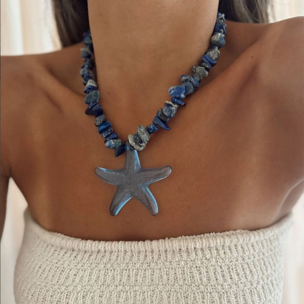 Bohemian shell pendant wholesale cross-border ocean style starfish beaded rope chain women's unique design jewelry necklace