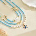 Rice beads necklace wholesale cross-border summer bohemia small fresh jewelry fashion pearl starfish vacation clavicle chain