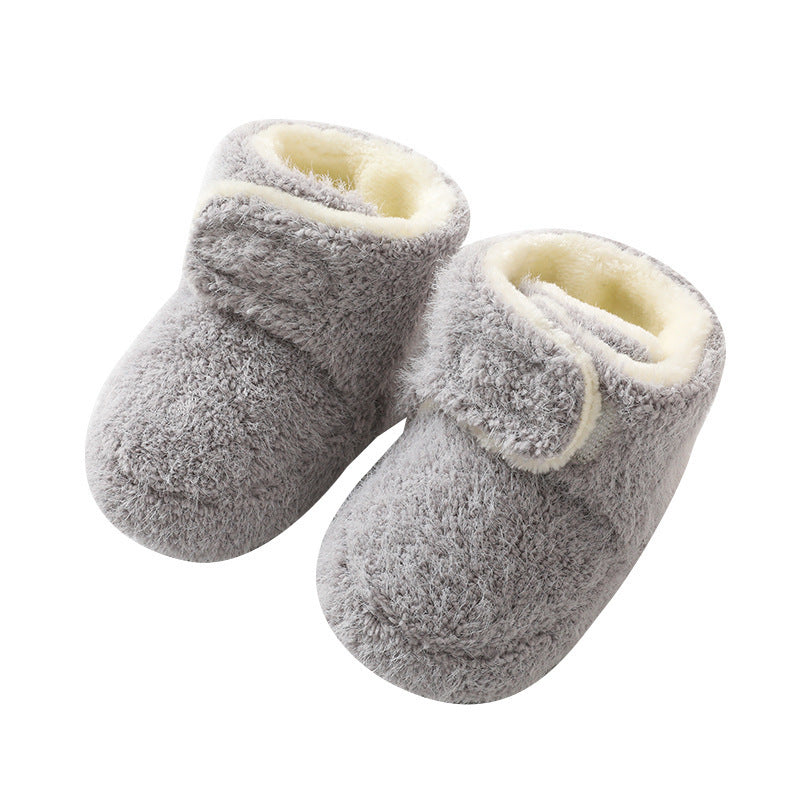 Babibele autumn/winter thickened warm baby socks & shoes - non-slip floor socks for infants & toddlers, soft sole shoes, solid color footwear