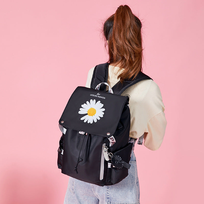 Women's daisy backpack - trendy student backpack for high schoolers - lightweight, large capacity travel bag