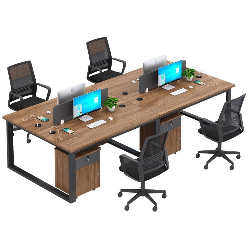 Employee desk set, 4-seat open modern office desk and chair combination, 2/6 person e-commerce workstation