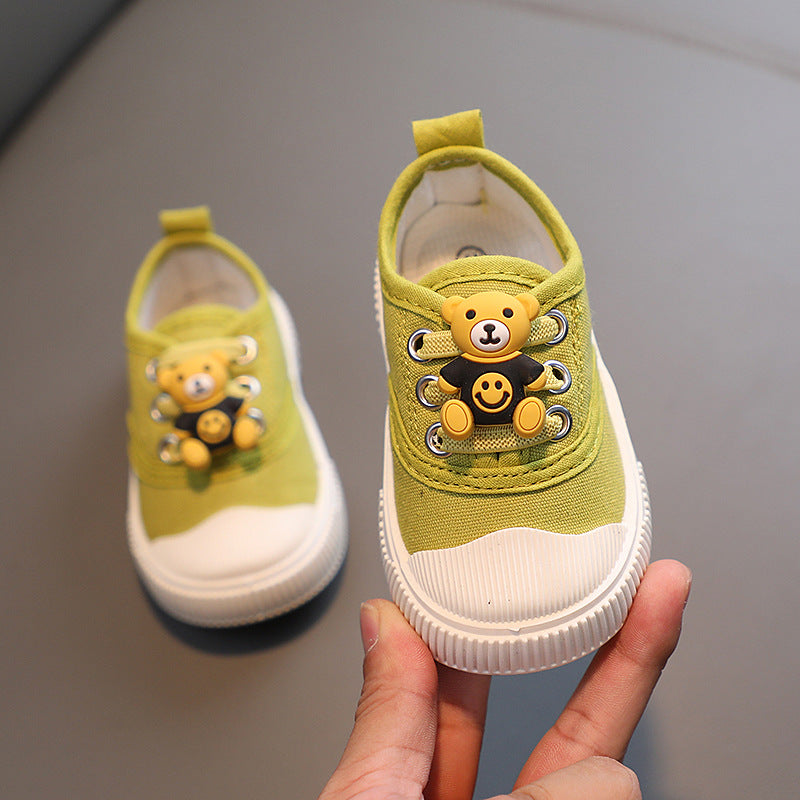 spring/autumn baby shoes - cartoon bear soft sole prewalker shoes for boys and girls - toddler shoes - infant shoes - canvas shoes