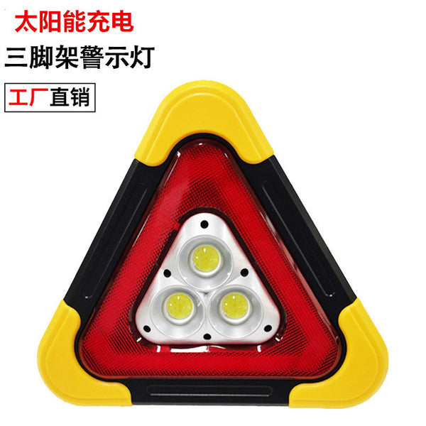Tripod warning light LED multi-function car emergency light Solar charging car triangle, safety warning sign