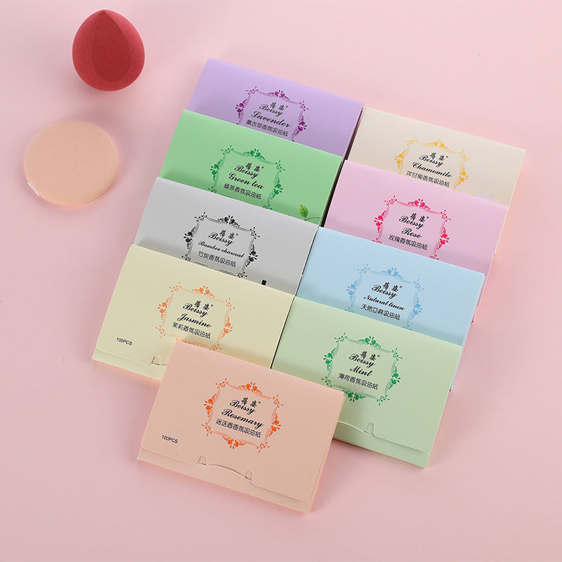 Beizi summer facial oil-absorbing paper, suede granular oil-absorbing paper, facial oil-absorbing cleaning 100 pieces of boxed oil-removing paper
