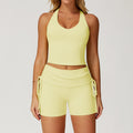nude yoga suit i-shaped back folding high waist fitness suit women's sports running yoga suit 3055