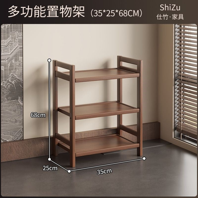 Solid wood chinoiserie tea set storage rack tea ornaments display rack tea cabinet small tea room storage cabinet