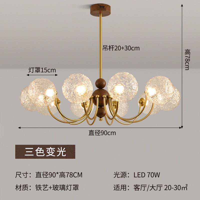 American light luxury bedroom light modern simple French living room chandelier new Chinese dining room magic bean glass ball lamp