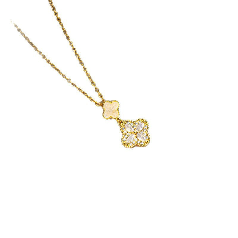 [set] cross-border fashion elegant light luxury full zirconium sweater chain exquisite copper micro-embedded earrings necklace jewelry combination