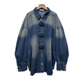Export spring & fall lapel sense of design metal buckle retro gradient color washed looselong sleeves denim shirt shirt for women