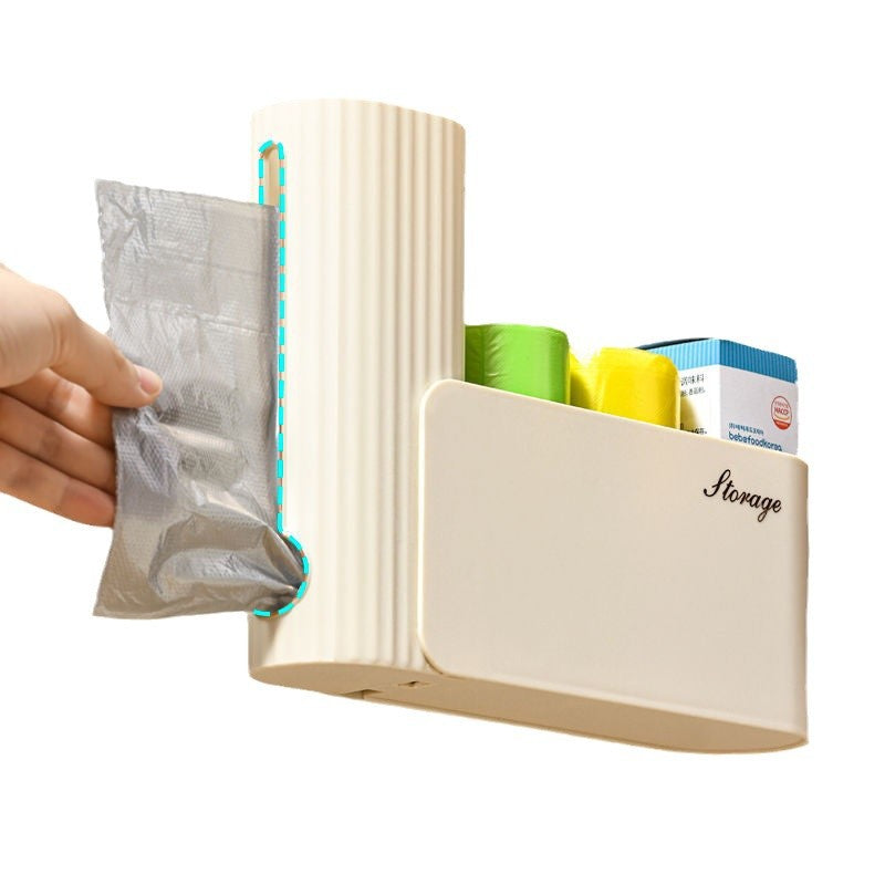 Light luxury garbage bag storage box Wall-mounted artifact Kitchen non-punching garbage bag extraction box Plastic wrap storage box