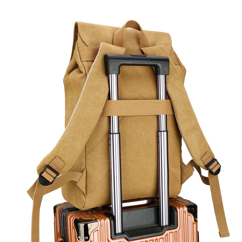 New canvas backpack men's outdoor travel leisure sports personality fashion flip backpack Chinese college student schoolbag