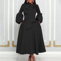Independent station export women's clothing spring new arrival puff sleeves bowstie back large skirt high waist dress fashiondress