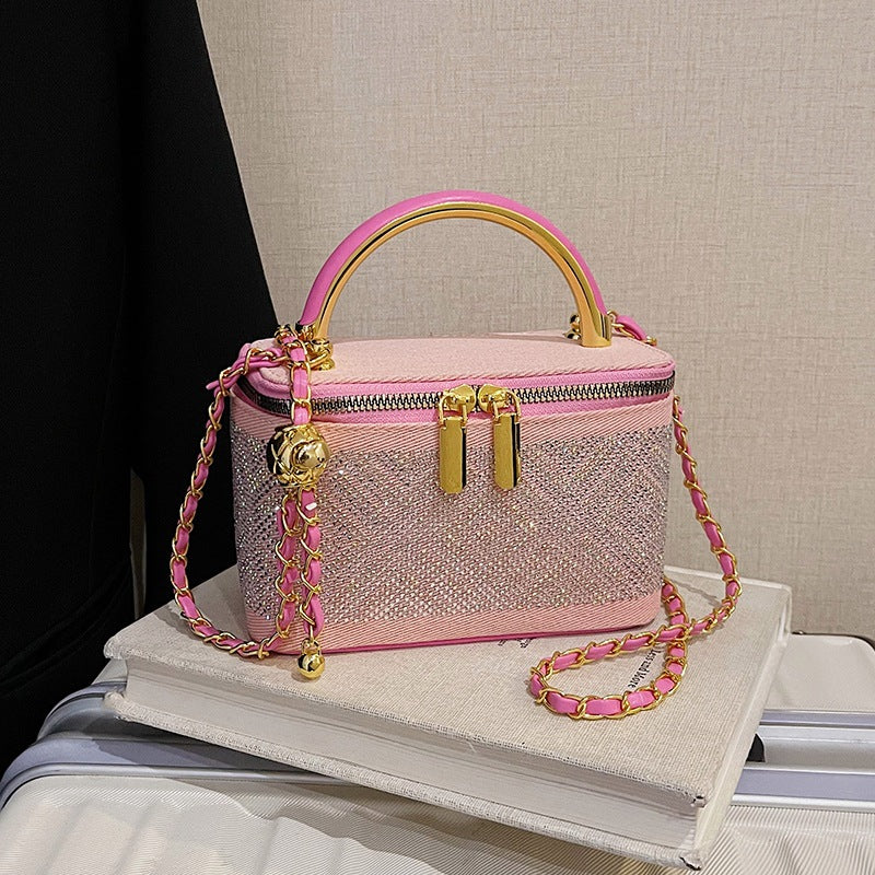 Spring and summer high-end sense niche box bag women's 2025 new fashion shoulder bag chain messenger bag mobile phone bag