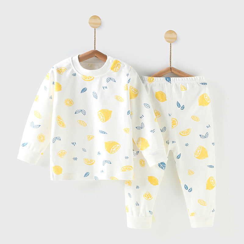 Wholesale autumn/winter baby thermal underwear sets for boys and girls, pure cotton newborn infant home wear - dropshipping available