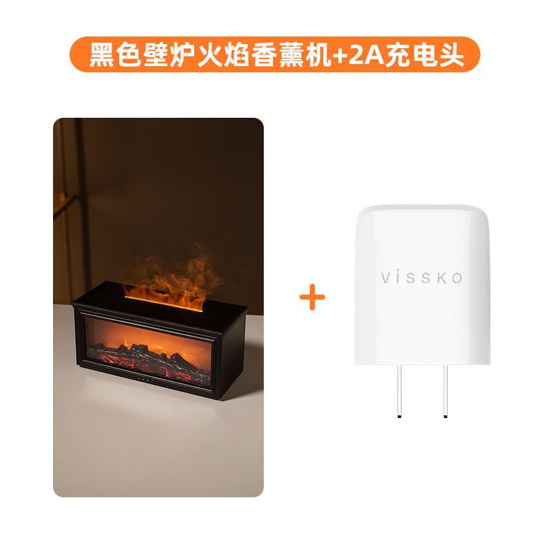 New fireplace simulation flame aroma diffuser humidifier - perfect for office, living room, bedroom, or desktop. features a small, color-changing ambient light