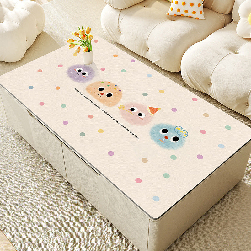 Environmentally friendly cartoon tablecloth waterproof and oil-proof coffee table mat silicone leave-in anti-ironing tablecloth living room protection dining table mat