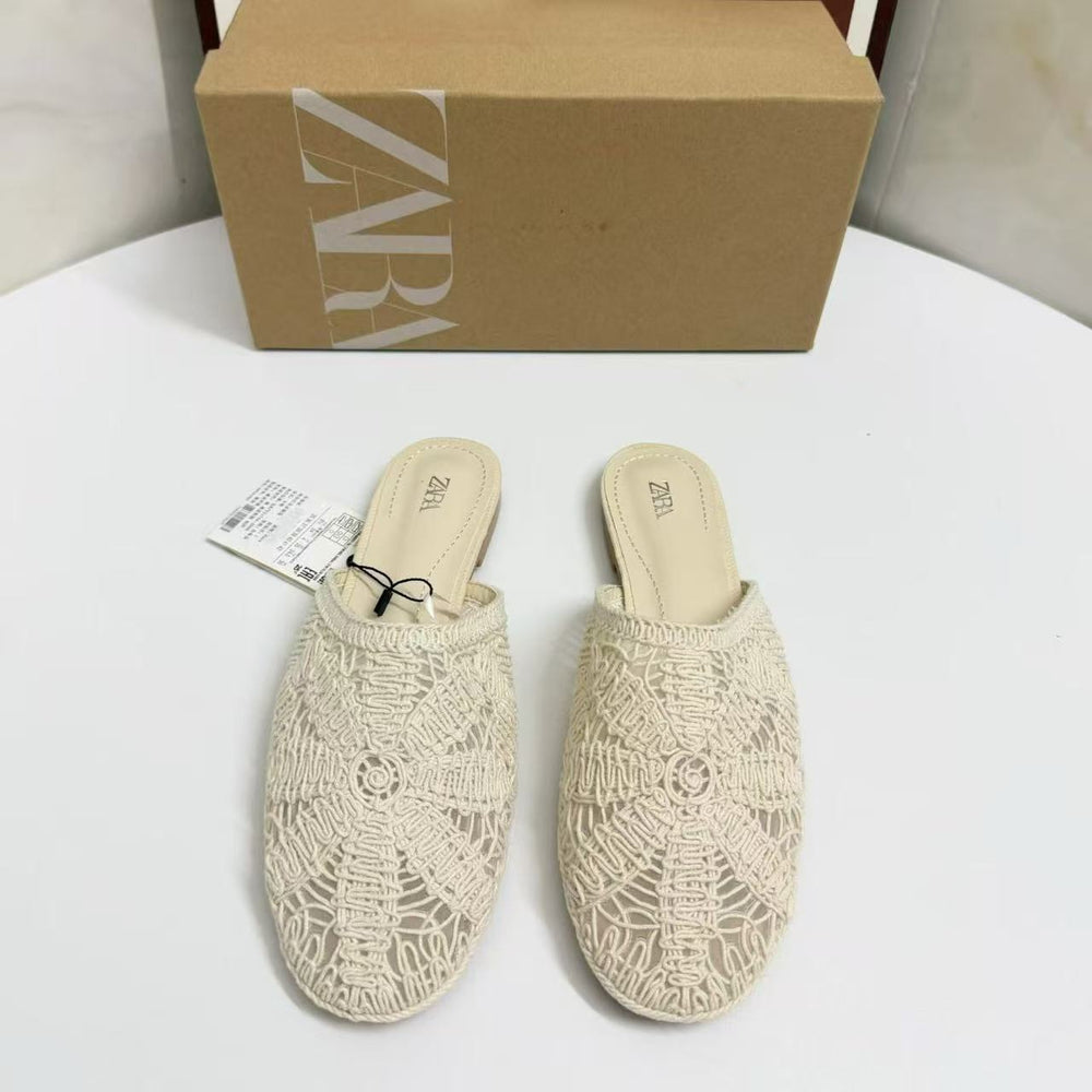 Za2026 summer new arrival cross-border dropshipping casual mules - breathable & stylish summer mesh flat sandals for women
