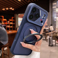 apple 17 pro max phone case, mecha style, irregular large window, iphone 15 magnetic stand