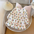 Girls' sunflower dress - new  summer collection - kids' square neck cotton dress - baby bubble sleeve princess dress - sweet style