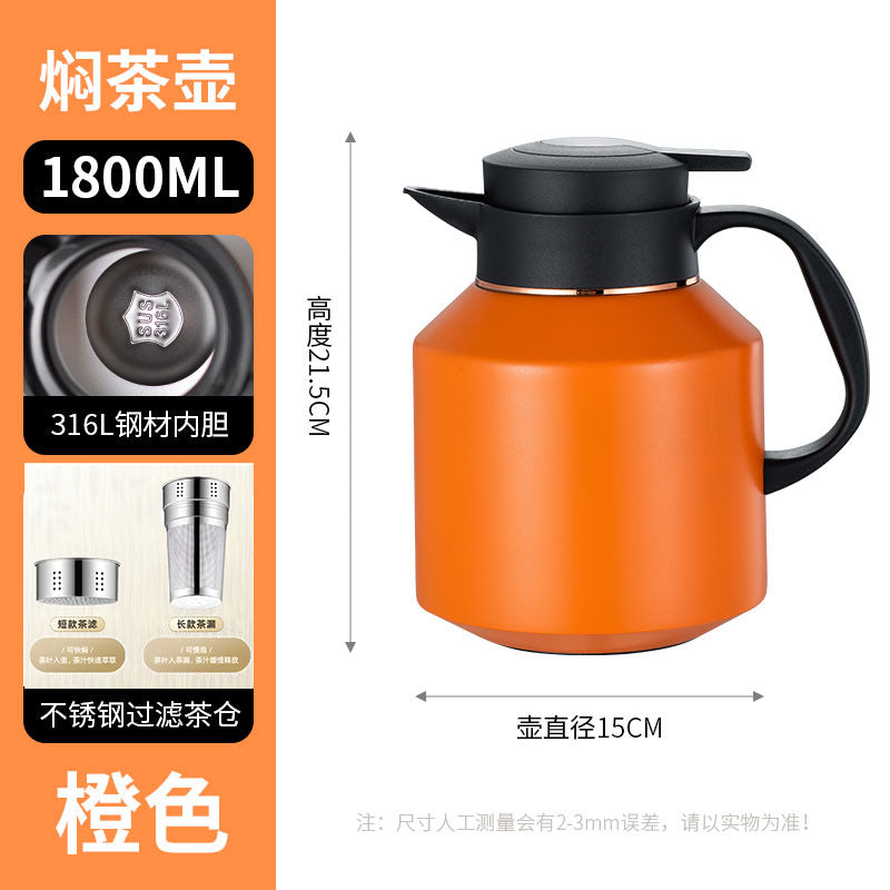 Household stew teapot 316 stainless steel 1.8l large capacity thermos bottle office dormitory tea water separation water kettle